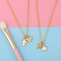 Korean Short Five-pointed Star Shell Pendant Diamond Four-leaf Clover Copper Clavicle Chain Necklace For Women main image 6