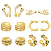 Fashion C-shaped Snake-shaped Sharp Ear Clip Copper Butterfly Earrings For Women main image 1