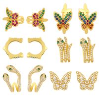 Fashion C-shaped Snake-shaped Sharp Ear Clip Copper Butterfly Earrings For Women main image 3