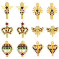Fashion C-shaped Snake-shaped Sharp Ear Clip Copper Butterfly Earrings For Women main image 5