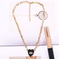 Black Heart-shaped Diamond-studded Dripping Eyes Fashion Devil's Eyes Peach Heart Necklace For Women main image 3
