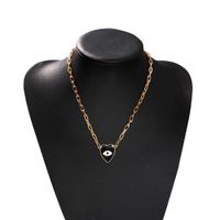 Black Heart-shaped Diamond-studded Dripping Eyes Fashion Devil's Eyes Peach Heart Necklace For Women main image 5