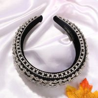Fashion Casual Striped Silver Transparent Beads Diamond Inlaid Wide Hair Band Wholesale Nihaojewelry main image 4