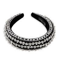 Fashion Casual Striped Silver Transparent Beads Diamond Inlaid Wide Hair Band Wholesale Nihaojewelry main image 6