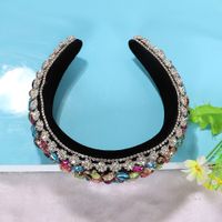 Fashion Exquisite Diamond-shaped Colored Gemstone Silver Transparent Exaggerated Headband Wholesale Nihaojewelry main image 5
