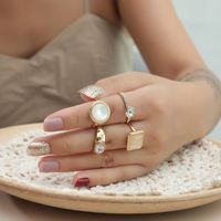 Hot Sale Fashion Diamond Alloy Ring Simple Retro Gemstone 4 Piece Ring Wholesale Nihaojewelry main image 1