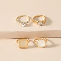 حار بيع الأزياء الماس سبائك حلقة بسيطة الرجعية الأحجار الكريمة 4 قطعة حلقة الجملة Nihaojewelry main image 4