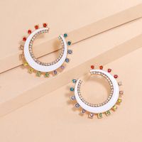 C Shape Stoving Varnish Alloy Artificial Gemstones Earrings Ear Studs main image 1