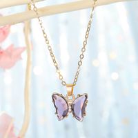 Corée Exquis Cristal Papillon Pendentif Collier Chaîne De La Clavicule Pour Les Femmes Bijoux main image 1