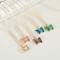 Korea Exquisite Crystal Butterfly Pendant Necklace Clavicle Chain For Women Jewelry main image 3