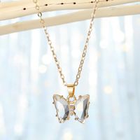 Korea Exquisite Crystal Butterfly Pendant Necklace Clavicle Chain For Women Jewelry main image 6