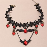 Fashion Creative Lace Exquisite Halloween Lace Bat Necklace Wholesale main image 3