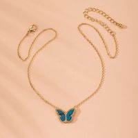 New Gradient Butterfly Forest Blue Small Fresh Clavicle Chain Butterfly Alloy Necklace For Women Wholesale main image 1