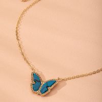 New Gradient Butterfly Forest Blue Small Fresh Clavicle Chain Butterfly Alloy Necklace For Women Wholesale main image 3