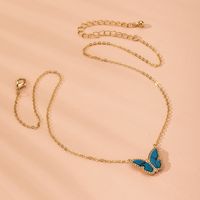 New Gradient Butterfly Forest Blue Small Fresh Clavicle Chain Butterfly Alloy Necklace For Women Wholesale main image 5
