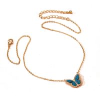 New Gradient Butterfly Forest Blue Small Fresh Clavicle Chain Butterfly Alloy Necklace For Women Wholesale main image 6