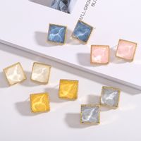 925 Silver Needle Square Irregular Small And Simple Wild Earrings For Women main image 2