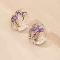 Boucles D'oreilles En Résine De Fleurs Séchées Simples À La Mode Pour Femmes main image 4
