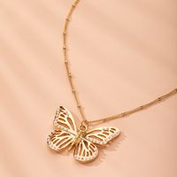 Fashion Generous Single-layer Exaggerated Inlaid Pearl Large Butterfly Alloy Necklace main image 3