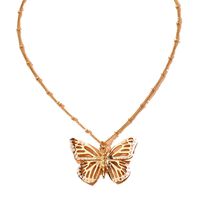 Fashion Generous Single-layer Exaggerated Inlaid Pearl Large Butterfly Alloy Necklace main image 6