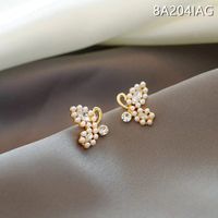 S925 Silver Needle Korea Pearl Butterfly Senior New Trendy  Alloy Earrings For Women main image 1