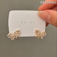 S925 Silver Needle Korea Pearl Butterfly Senior New Trendy  Alloy Earrings For Women main image 5