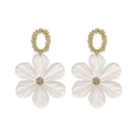 New Flower Trendy 925 Silver Needle White Petal Long Fairy Alloy Earrings main image 6