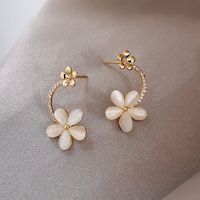 925 Silver Needle Korean Opal Flower Fashion New Trendy Alloy Earrings main image 1