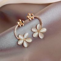 925 Silver Needle Korean Opal Flower Fashion New Trendy Alloy Earrings main image 3