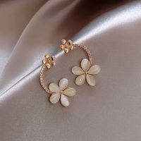 925 Silver Needle Korean Opal Flower Fashion New Trendy Alloy Earrings main image 4