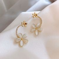 925 Silver Needle Korean Opal Flower Fashion New Trendy Alloy Earrings main image 5