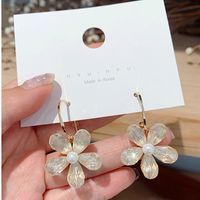 Corée Mode Cristal Fleur Girly Mode Simple Boucles D&#39;oreilles Sauvages En Gros main image 1