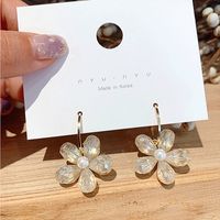 Corée Mode Cristal Fleur Girly Mode Simple Boucles D&#39;oreilles Sauvages En Gros main image 5