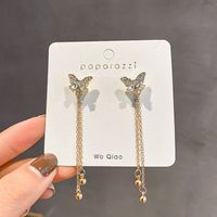 925 Silver Needle A Pair Of Butterfly Fairy Tassel Long Korean  Alloy Earrings main image 4