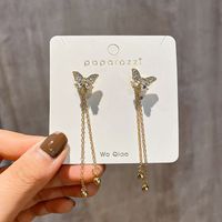 925 Silver Needle A Pair Of Butterfly Fairy Tassel Long Korean  Alloy Earrings main image 6