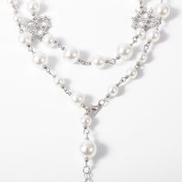Collier De Perles Multicouches Simple Mode Collier En Forme De Coeur Micro Diamant Creux main image 5