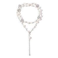 Fashion Simple Multi-layer Pearl Necklace Hollow Micro Diamond Heart-shaped Necklace main image 6