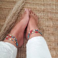 Fashion Natural Freshwater Pearl All-match Rainbow Rice Bead Foot Ornament Anklet For Women main image 1