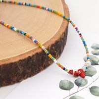 Hot Sale  Bohemian Candy Colorful Rice Beads Clavicle Chain Natural Pearl Necklace For Women main image 5