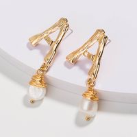 Fashion Letter A Type Earrings Hand-woven Natural Pearl Earrings Wholesale Nihaojewelry main image 3