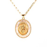 Hot-selling Micro-inlaid Zircon Thick Cable Chain Punk Hip-hop Virgin Mary Necklace main image 1