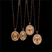 Hot-selling Micro-inlaid Zircon Thick Cable Chain Punk Hip-hop Virgin Mary Necklace main image 3