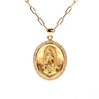Hot-selling Micro-inlaid Zircon Thick Cable Chain Punk Hip-hop Virgin Mary Necklace main image 6