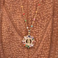 Fashion New Micro-inlaid Colored Diamonds Virgin Mary Pendant Religious Christian Women's Necklace main image 4