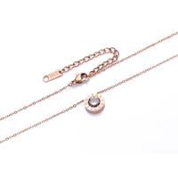 Classic Zircon Simple Stainless Steel Rose Gold Necklace Clavicle Chain Pendant For Women main image 6