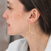 Nouveau Double Anneau Exagéré Mode 925 Boucles D'oreilles Longues En Or Pour Les Femmes En Gros main image 4