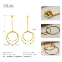 New Exaggerated Double Ring Fashion 925 Silver Gold Long Earrings For Women Wholesale main image 5