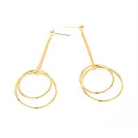 New Exaggerated Double Ring Fashion 925 Silver Gold Long Earrings For Women Wholesale main image 6