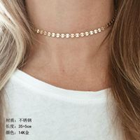 Fashion Simple Geometric Gold Pendant Titanium Steel Double Layered Necklace For Women main image 4