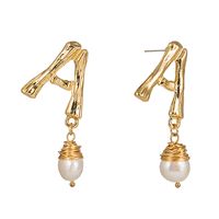 26 English Alphabet  Natural Stone Pearl Shell Earrings Jewelry Wholesale Nihaojewelry sku image 1